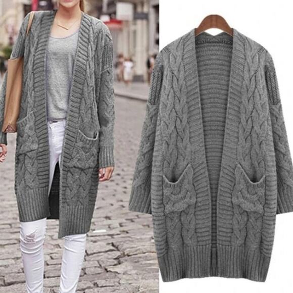 Autumn Cashmere Grey Mixed Knit Maxi Cardigan Sweater Small - Picture 6 of 8